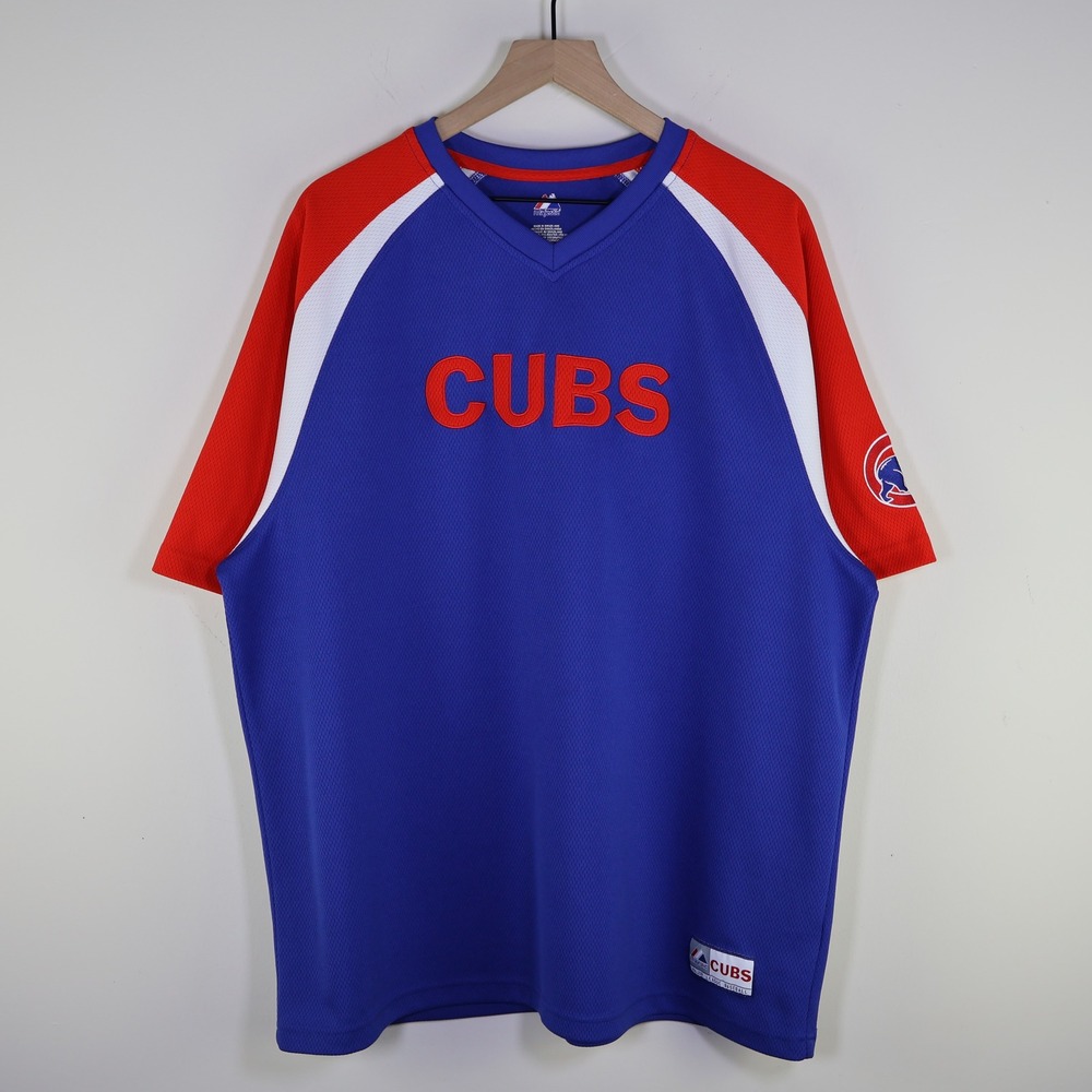 Majestic Chicago Cubs MLB Jersey 2XL Mesh Colorblock Blue Red